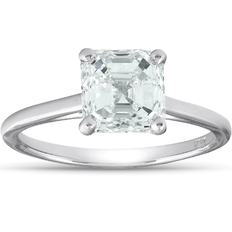 Engagement rings with cushion-cut aquamarine stones -2 Ct Asscher Cut Diamond Solitaire Engagment Ring Platinum