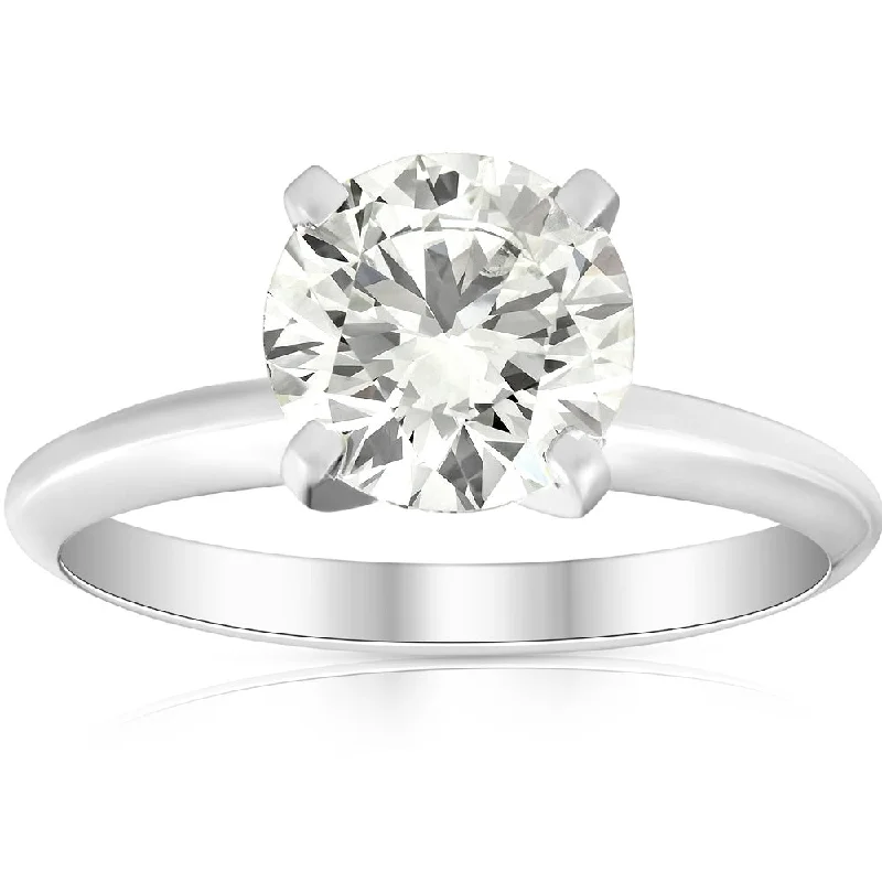 Dainty rings with subtle engraved star motifs -1 3/4Ct Solitaire Diamond Platinum Engagement Ring Lab Grown