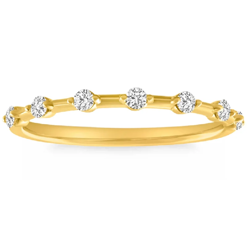 Rings with double bands for modern twist -1/4Ct Diamond Ring 14k Gold Lab Grown