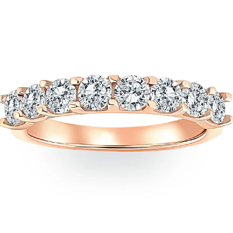 Vintage rings with engraved floral band designs -1 5/8 ct Diamond U Prong Wedding Ring 14k Rose Gold Anniversary Band Lab Grown