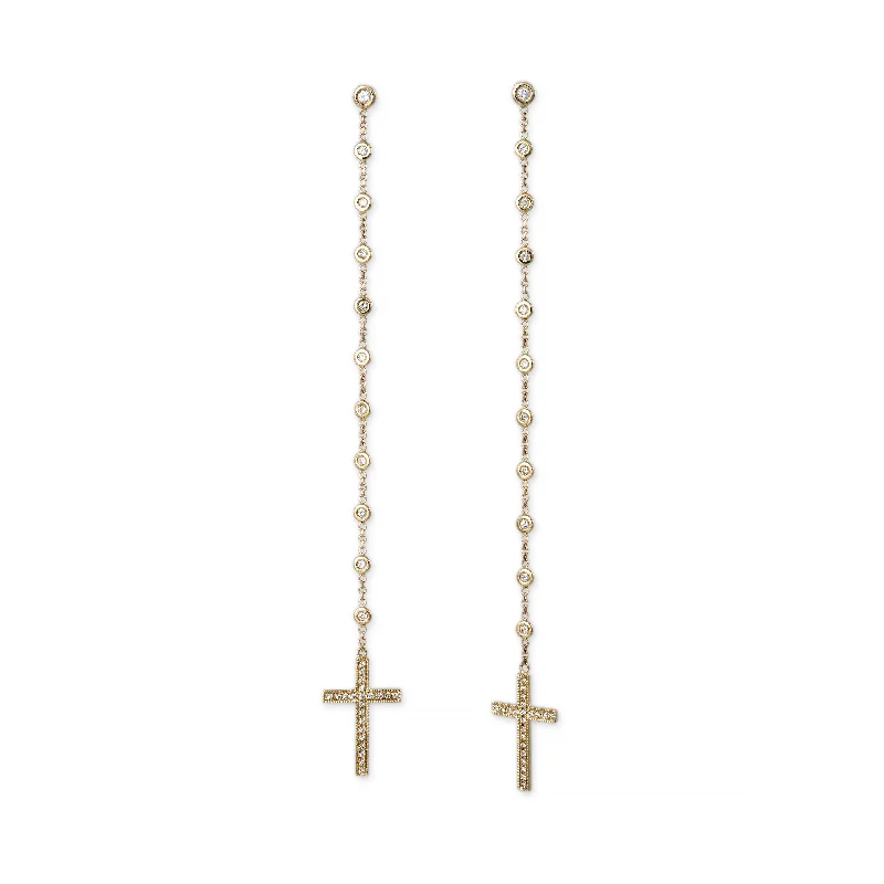 Trendy necklaces and pendants with geometric shapes for a modern aesthetic-11 DIAMOND + PAVE CROSS DROP STUD