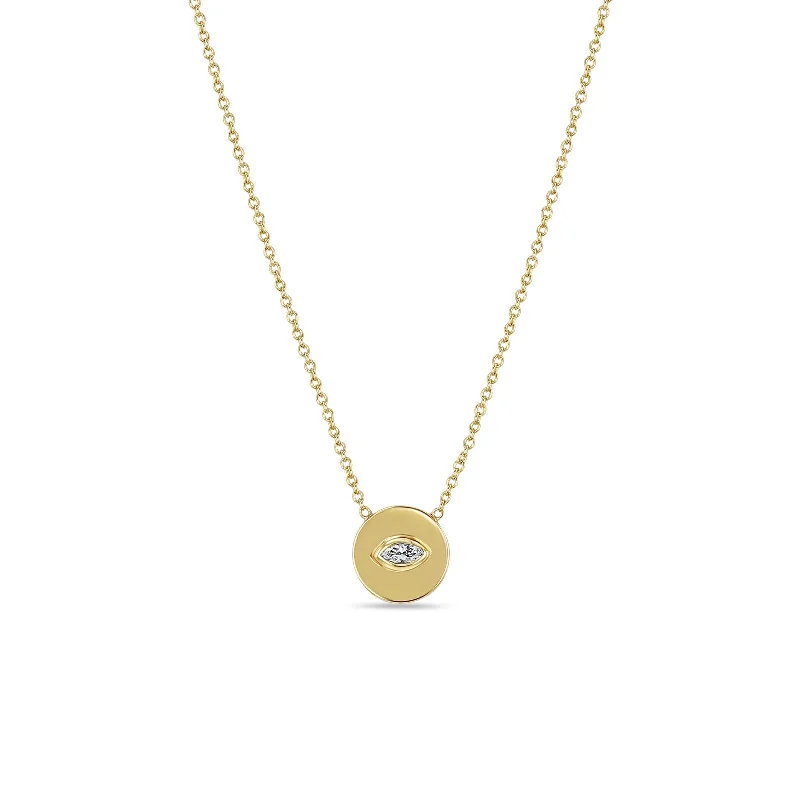 Stylish necklaces and pendants with diamonds for a glamorous and elegant look-Zoe Chicco 14k Marquise Diamond Small Disc Necklace