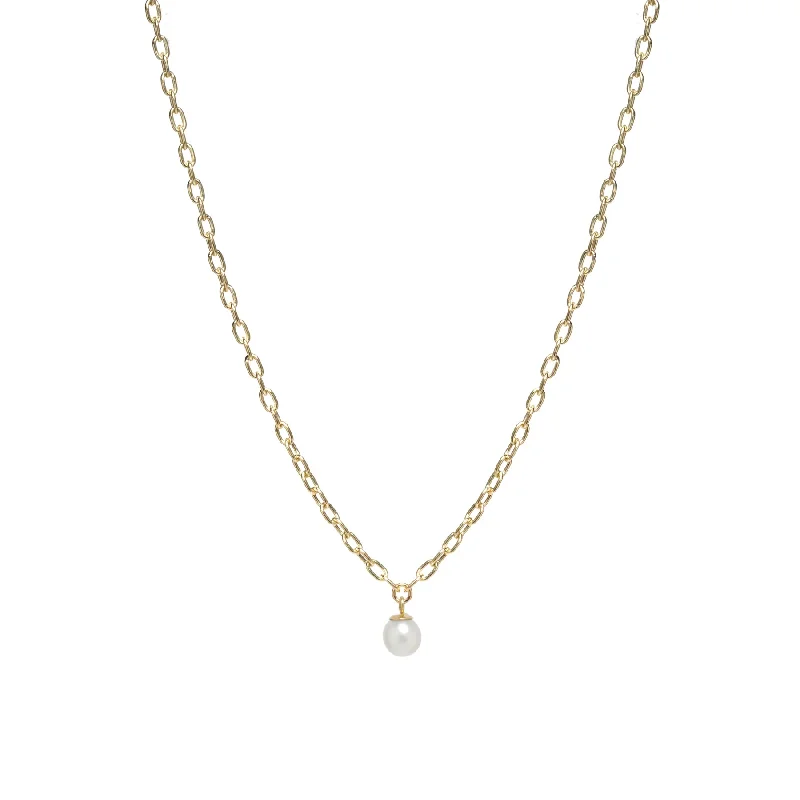 Elegant necklaces and pendants with gold chains for a chic, timeless appearance-Zoe Chicco 14k Small Square Oval Link Dangling Pearl Necklace