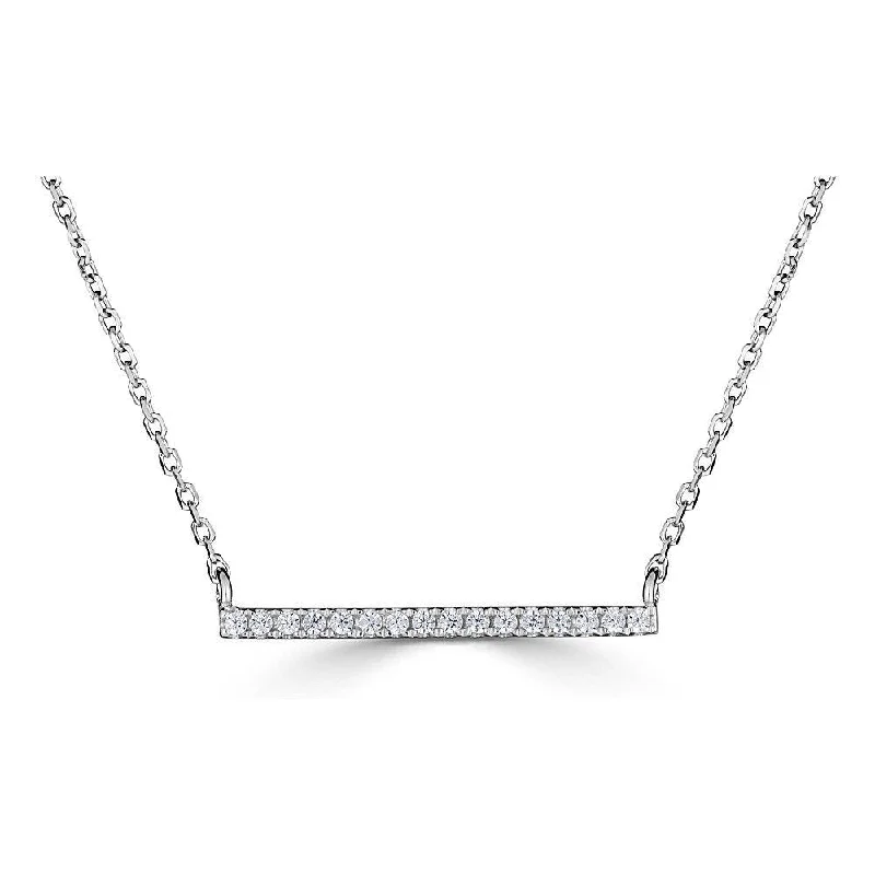 Best necklaces and pendants with intricate beadwork for a bohemian-inspired look-EMILIQUE 14KT GOLD 0.08 CTW DIAMOND HORIZONTAL BAR NECKLACE