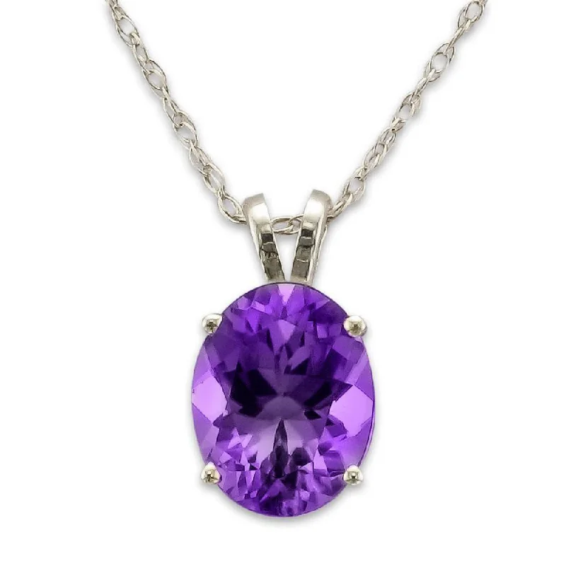 Stunning necklaces and pendants with chakra stones for healing and balance-14KT GOLD 1.60 CT OVAL AMETHYST NECKLACE