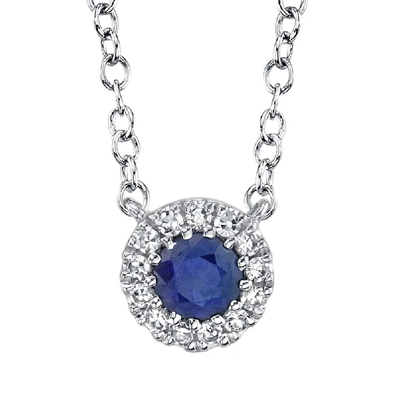 Best necklaces and pendants with intricate filigree for vintage-inspired elegance-14KT GOLD 0.14 CT SAPPHIRE & .04 CTW DIAMOND HALO NECKLACE