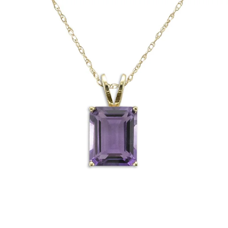 Beautiful necklaces and pendants with diamond-encrusted designs for maximum sparkle-14KT GOLD 2.90 CT EMERALD CUT AMETHYST NECKLACE