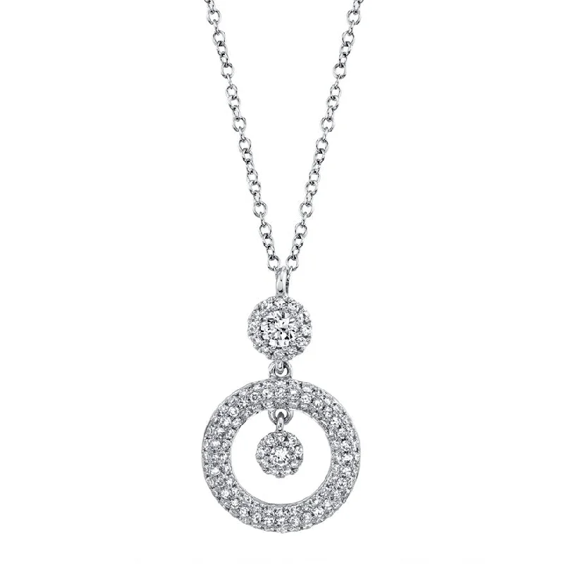 Elegant necklaces and pendants with gold chains for a chic, timeless appearance-14KT GOLD 0.39 CTW DIAMOND DOUBLE ROUND HALO DROP NECKLACE