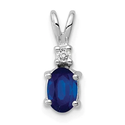 Necklaces and pendants with abstract shapes for a modern, creative appearance-14KT GOLD 0.65 CT OVAL BLUE SAPPHIRE & 0.02 CTW DIAMOND PENDANT