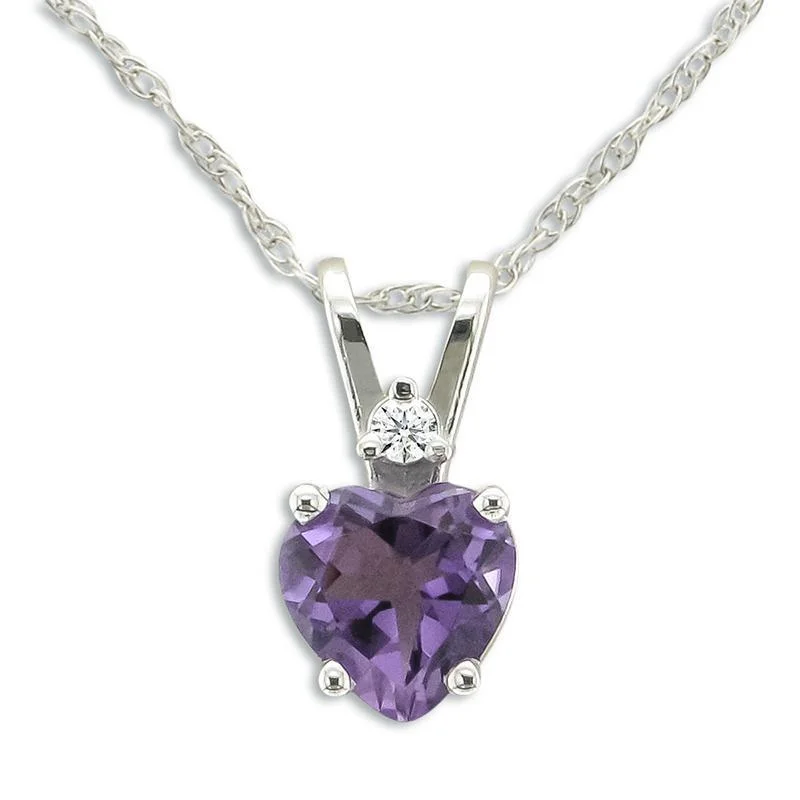 Best necklaces and pendants with intricate filigree for vintage-inspired elegance-14KT GOLD 0.70 CT HEART AMETHYST AND DIAMOND NECKLACE