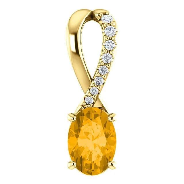 Necklaces and pendants with personalized charms for a custom piece of jewelry-14KT GOLD 0.72 CT CITRINE & 0.04 CTW DIAMOND ACCENT PENDANT