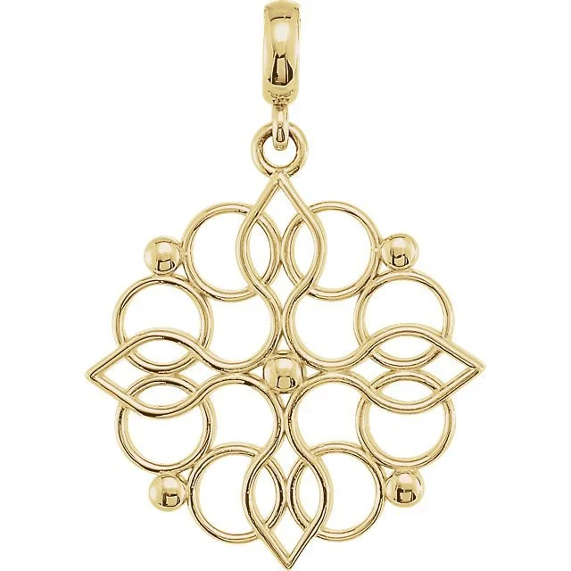 Best necklaces and pendants with cubic zirconia for a budget-friendly dazzling effect-14KT GOLD DECORATIVE PENDANT