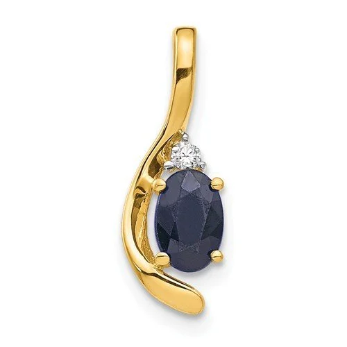 Best necklaces and pendants with heart-shaped designs for a romantic look-14KT GOLD 1/2CTW OVAL SAPPHIRE & ROUND DIAMOND PENDANT