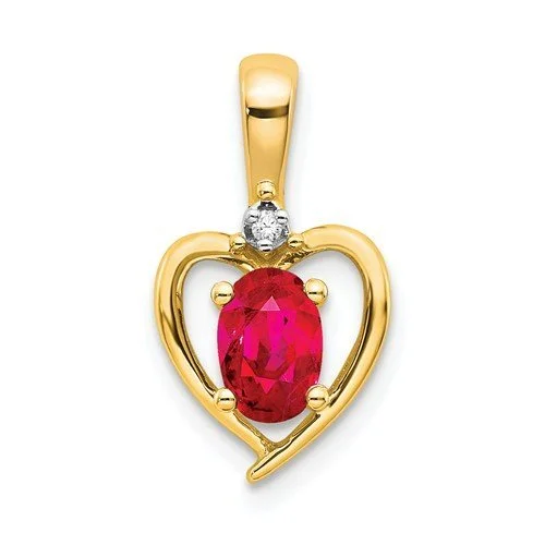 Necklaces and pendants with lotus flower designs for a spiritual, peaceful vibe-14KT GOLD DIAMOND AND RUBY HEART PENDANT