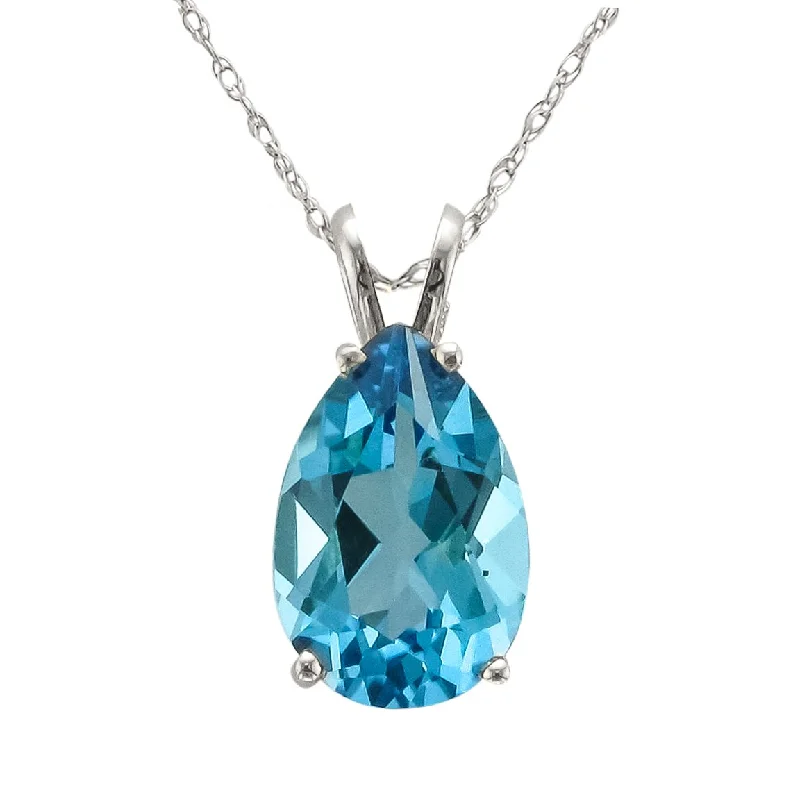 Best necklaces and pendants with minimalist pendants for a sleek, understated look-14KT WHITE GOLD 3.60 CT PEAR SHAPE BLUE TOPAZ NECKLACE