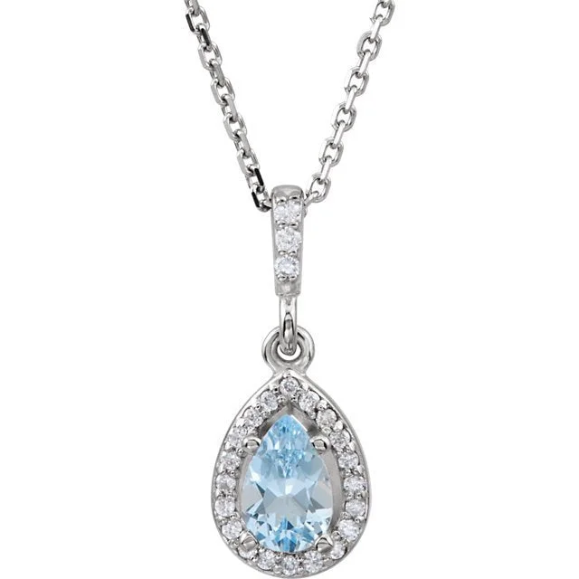 Best necklaces and pendants with adjustable chains for a customizable fit-14KT WHITE GOLD AQUAMARINE & DIAMOND 18" NECKLACE