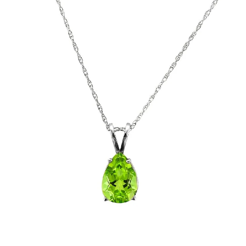 Layered necklaces and pendants for a trendy and fashionable stacked look-14KT GOLD 2.20 CARAT PEAR SHAPE PERIDOT NECKLACE