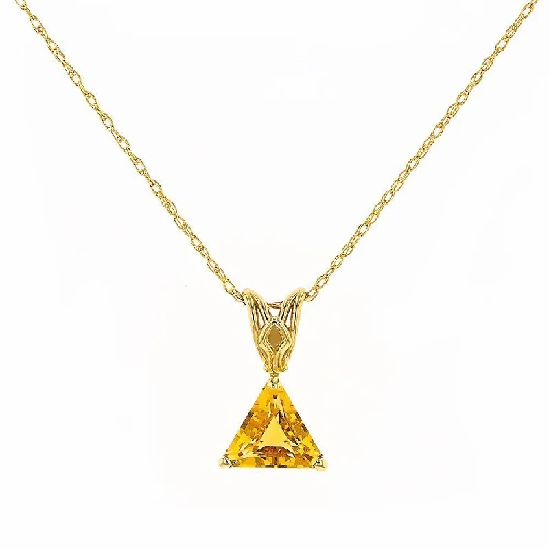 Best necklaces and pendants with statement designs for a fashionable accessory-14KT YELLOW GOLD 1.10 CTW TRILLION CUT CITRINE PENDANT