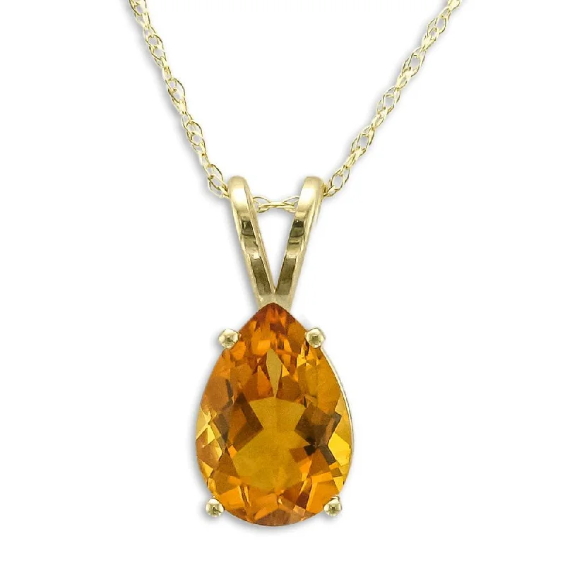 Beautiful necklaces and pendants with gemstone teardrops for an elegant effect-14KT YELLOW GOLD 1.70 CT PEAR SHAPE CITRINE NECKLACE