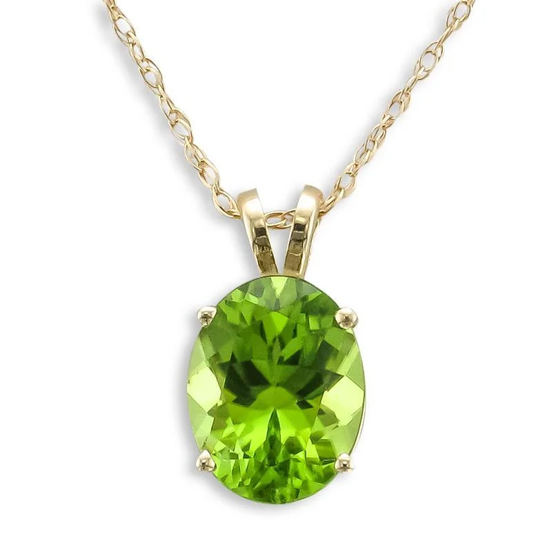 Best necklaces and pendants with art deco elements for a vintage, glamorous design-14KT YELLOW GOLD 9X7 MILLIMETER OVAL PERIDOT NECKLACE