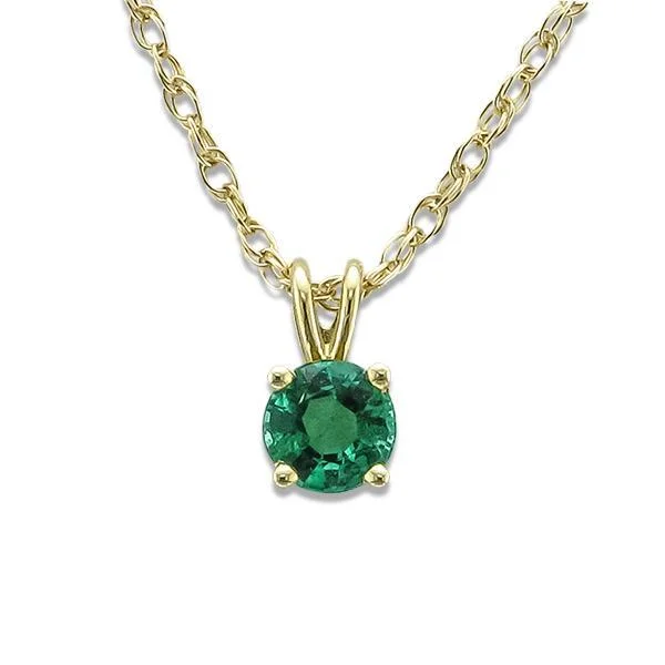 Stunning necklaces and pendants with turquoise and gold for a vibrant, earthy look-14KT YELLOW GOLD 4MM ROUND EMERALD NECKLACE