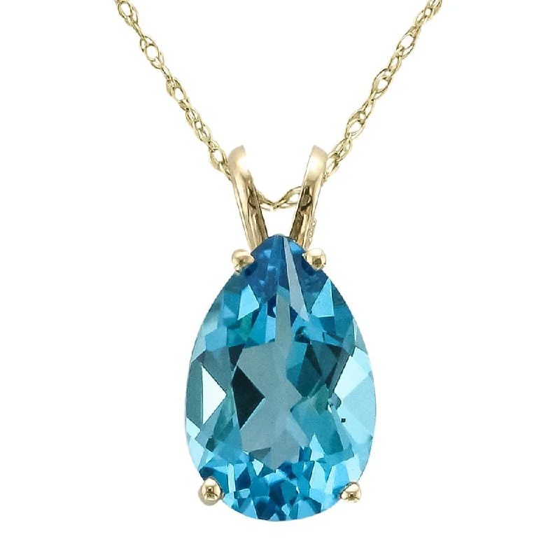 Best necklaces and pendants with infinity hearts for a romantic, eternal symbol-14KT YELLOW GOLD 3.60 CT PEAR SHAPE SWISS BLUE TOPAZ NECKLACE