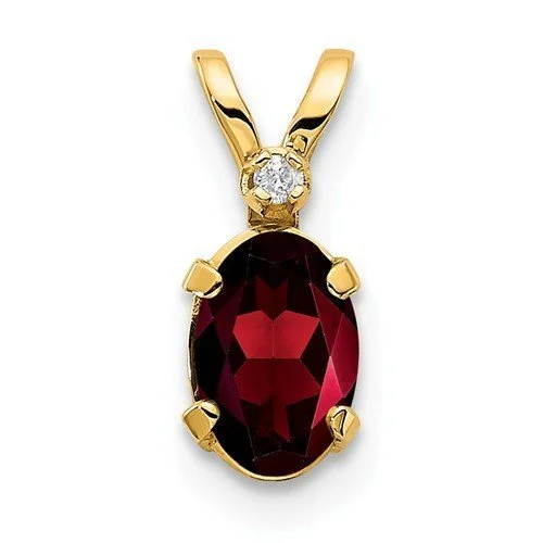 Unique necklaces and pendants with custom birthstone arrangements for personalization-14KT YELLOW GOLD 0.55 CT GARNET & DIAMOND PENDANT