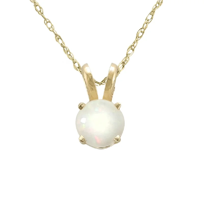 Necklaces and pendants with clear quartz for a pure and radiant look-14KT YELLOW GOLD 5MM ROUND OPAL NECKLACE