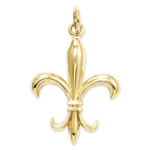 Beautiful necklaces and pendants with natural stones for an earthy, organic vibe-14KT Yellow Gold Fleur De Lis Charm