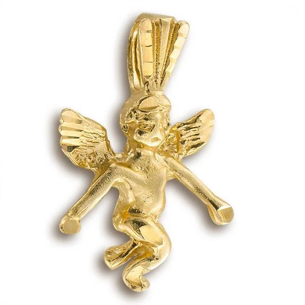 Best necklaces and pendants with glowing moonstone for an ethereal glow-14KT Yellow Gold Guardian Angel Charm