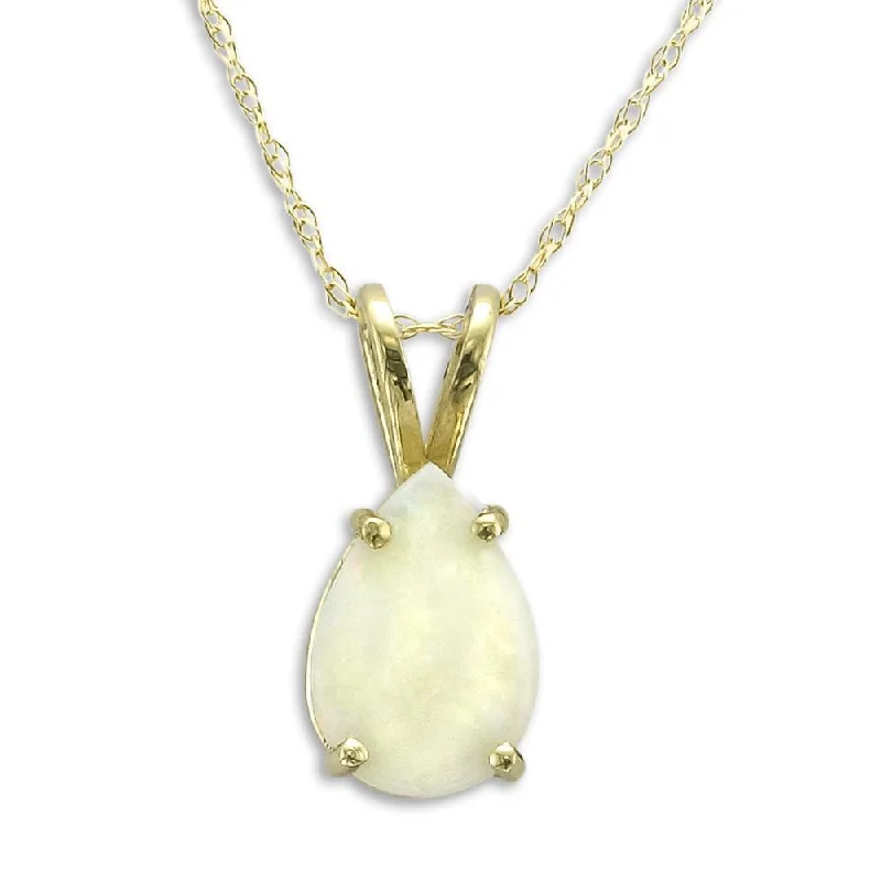 Best necklaces and pendants with seashell designs for a tropical, beachy vibe-14KT YELLOW GOLD PEAR SHAPE OPAL NECKLACE