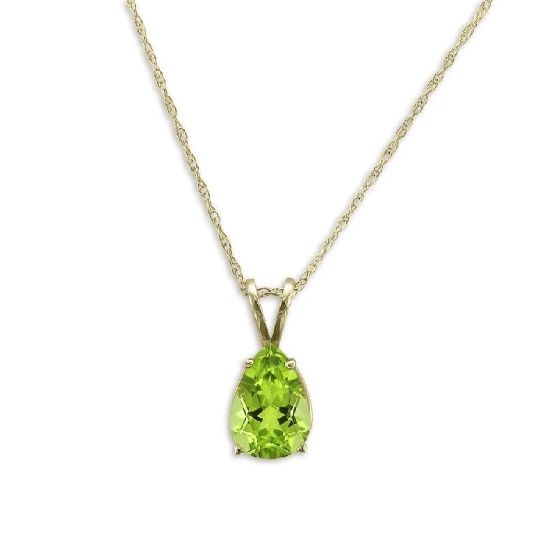 Necklaces and pendants with enamel accents for a colorful, eye-catching appearance-14KT YELLOW GOLD PEAR SHAPE PERIDOT NECKLACE