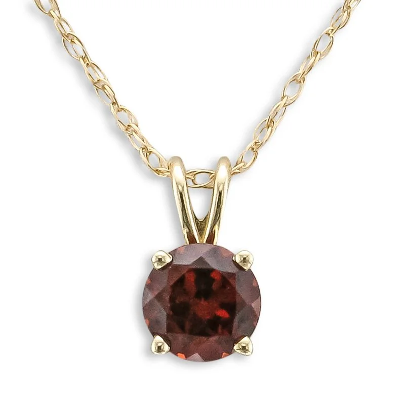 Necklaces and pendants with enamel accents for a colorful, eye-catching appearance-14KT YELLOW GOLD ROUND GARNET NECKLACE