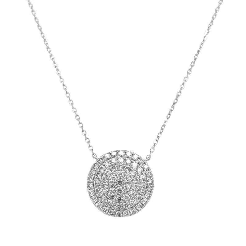 Best necklaces and pendants with vintage lockets for a nostalgic, sentimental look-14kw Gold Pavé Diamond Disc Necklace