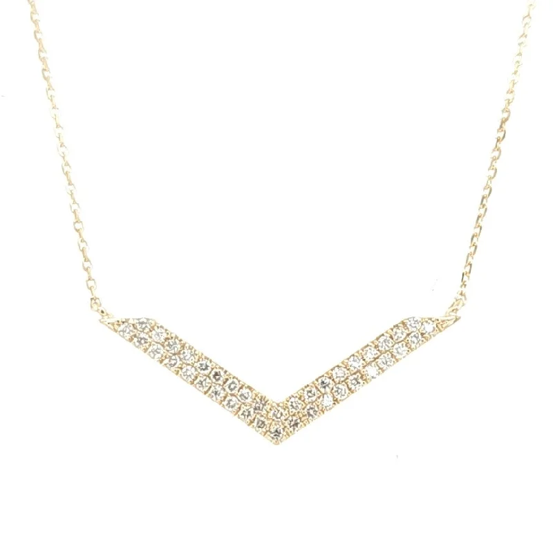 Best necklaces and pendants with black diamonds for an edgy, bold statement-14ky Gold Chevron Shaped Diamond Necklace