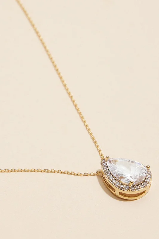 Best necklaces and pendants with vintage coin pendants for a unique accessory-18K Gold Dipped Teardrop Pave Pendant Necklace