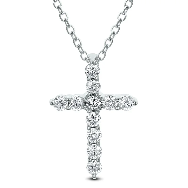 Beautiful necklaces and pendants with layered chains for a fashionable, chic look-18KT GOLD 1/5 CTW DIAMOND CROSS PENDANT