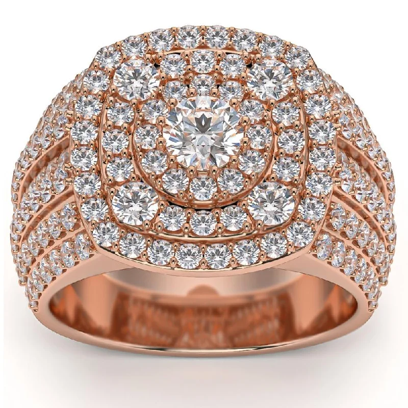 Rings with delicate filigree sapphire settings -2 1/3Ct Diamond Cushion Halo Engagement Ring in White Yellow or Rose Gold