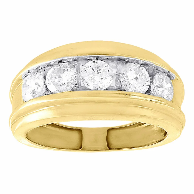 Rings with rough sapphire for rugged chic -2 Ct Mens Diamond Wedding Ring 10k Yellow Gold