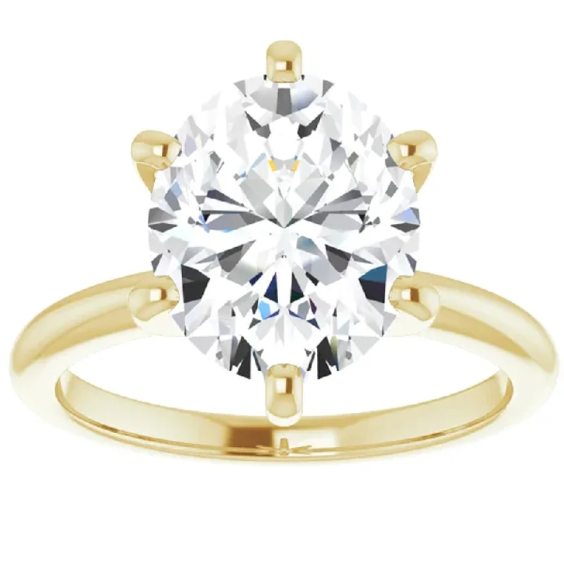 Rings with black diamond for striking contrast -3 Ct Oval Moissanite Solitaire Engagement Ring 14k Yellow Gold