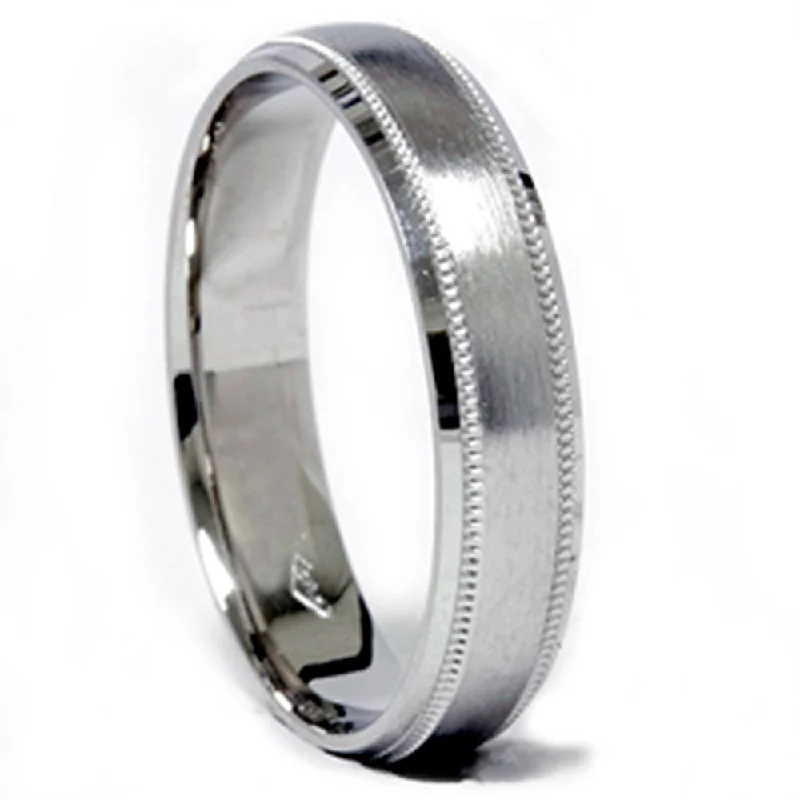 Rings with oxidized silver for antique appeal -4mm 950 Platinum Comfort Fit Wedding Band Size Selectable