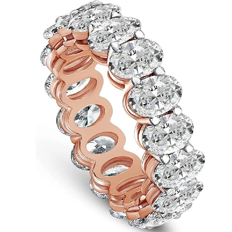 Rings with twisted rose gold band designs -5 1/2CT Oval Diamond Eternity Ring White Yellow Rose Gold or Platinum Lab Grown