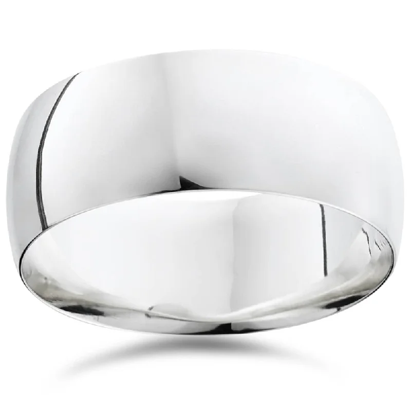 Rings with shield-shaped stones for boldness -9mm Dome High Polished Wedding Band 950 Platinum Size Selectable