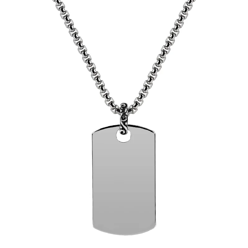 Best necklaces and pendants with infinity hearts for a romantic, eternal symbol-A.R.Z Men's Steel Dog Chain Pendant W/ 28" Chain