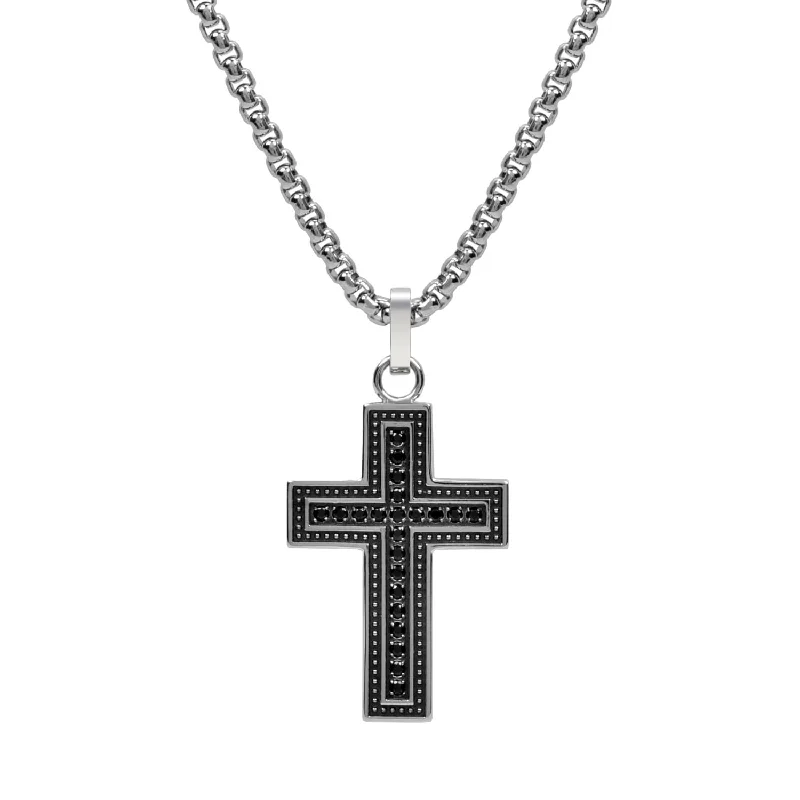 Stunning necklaces and pendants with chakra stones for healing and balance-A.R.Z Men's Stone Setting Cross Pendant W/ 28" Chain