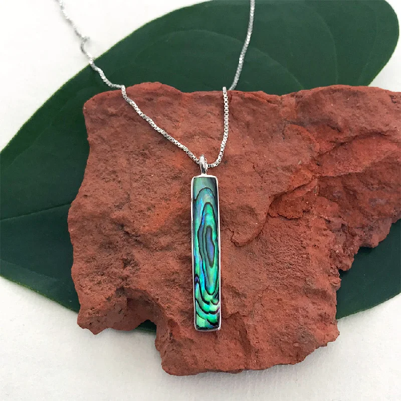 Simple necklaces and pendants with bar pendants for a sleek modern design-Abalone Bar Necklace - Sterling Silver, Indonesia