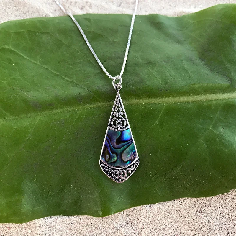 Best necklaces and pendants with glowing moonstone for an ethereal glow-Abalone Filigree Necklace - Sterling Silver, Indonesia