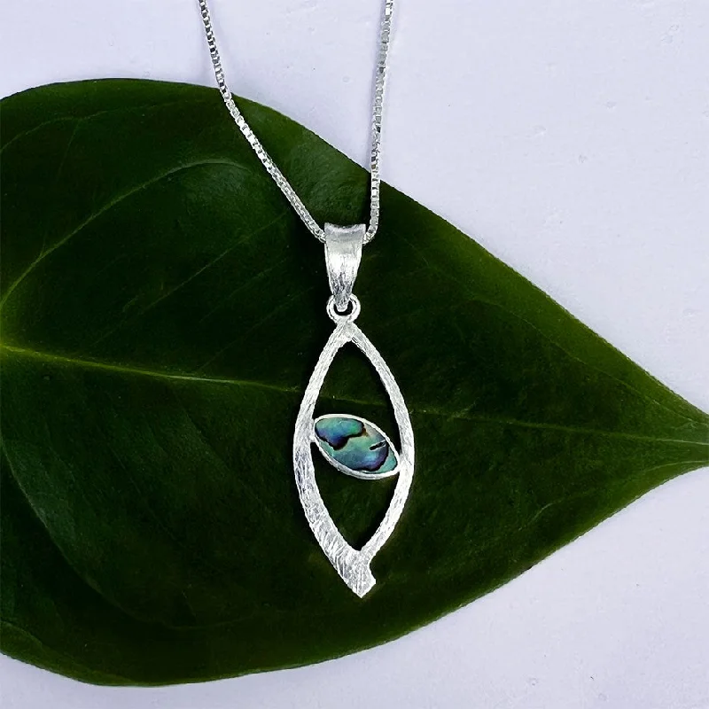 Beautiful necklaces and pendants with moonstone for an ethereal, mystical appearance-Abalone Oval Necklace - Sterling Silver, Indonesia