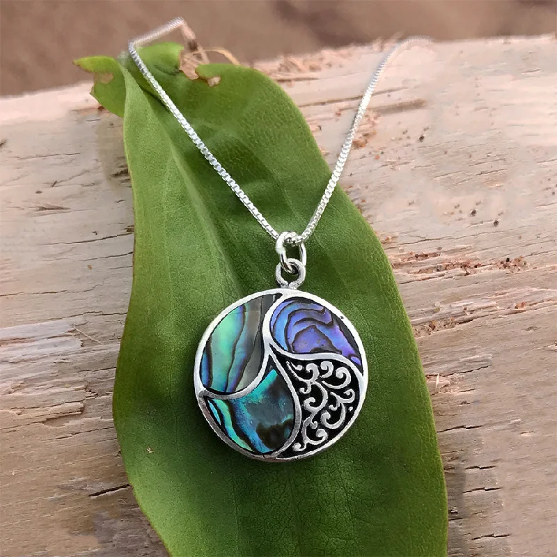 Beautiful necklaces and pendants with layered chains for a fashionable, chic look-Abalone Shell Necklace - Sterling Silver, Indonesia