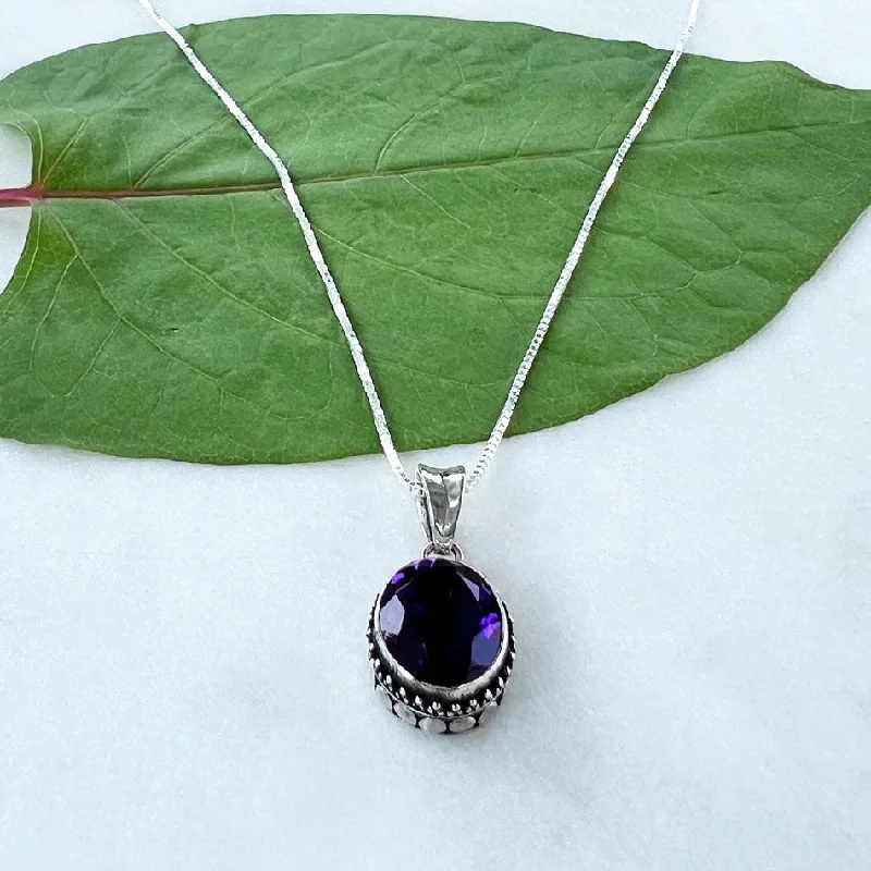 Necklaces and pendants with angel wing motifs for a spiritual, meaningful design-Amethyst Filigree Necklace - Sterling Silver, Indonesia